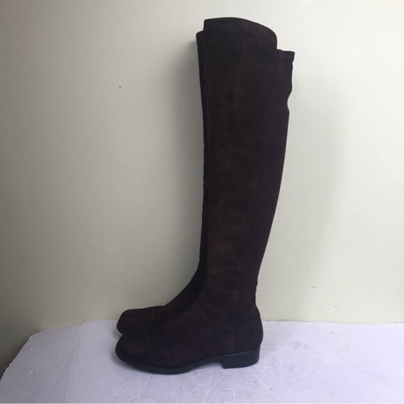 Stuart Weitzman 5050 Suede OverThe Knee Tall Boot Stretch Round Toe Burgundy 5.5 - Picture 3 of 16
